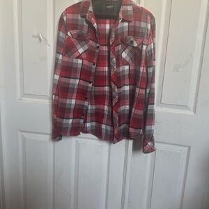 O'Neill Red and White Plaid Shirt